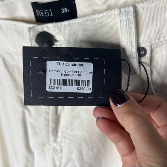 Rye 51 Hamilton R51 Cord - Stretch Comfort Corduroy 5-Pocket - Ivory | size 38 - Picture 9 of 13